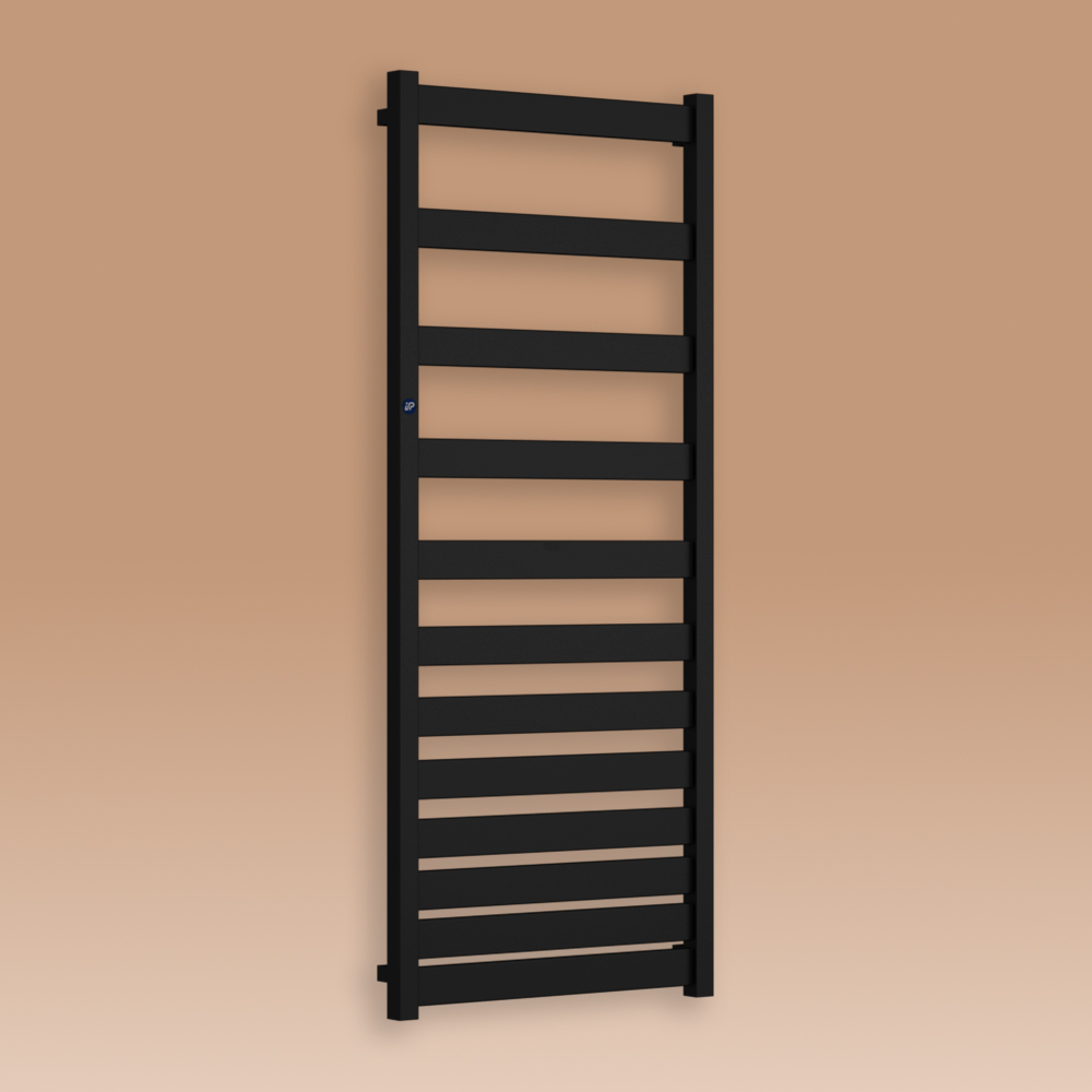 Grzejnik łazienkowy BELTI 896x500mm przyłącze D470mm czarny mat biały RAL9016