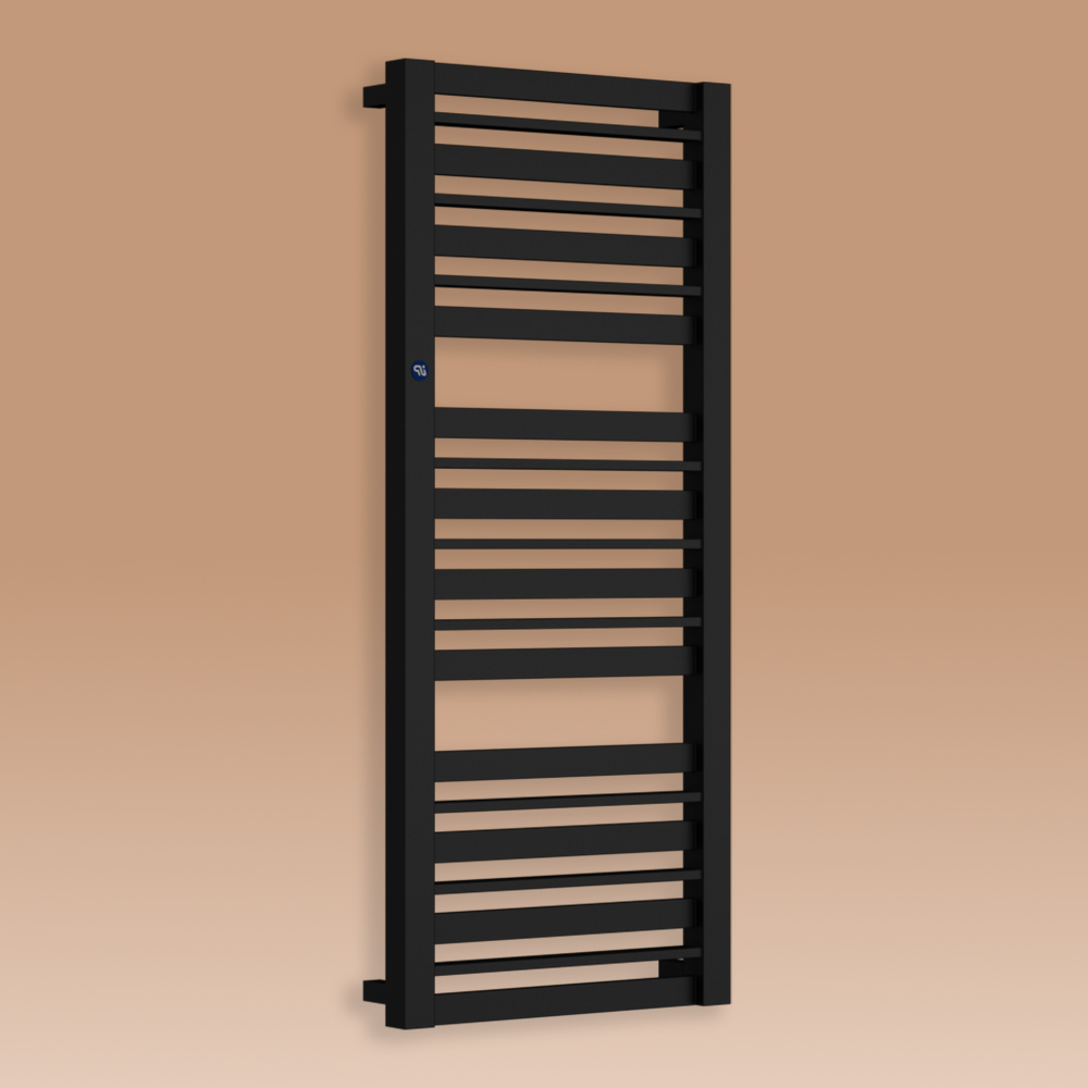 Grzejnik łazienkowy Code 950x500mm przyłącze D465mm czarny mat biały RAL9016