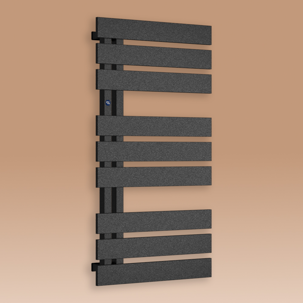 Grzejnik łazienkowy Nameless 930x500mm przyłącze D50mm czarny struktura C33 biały RAL9016