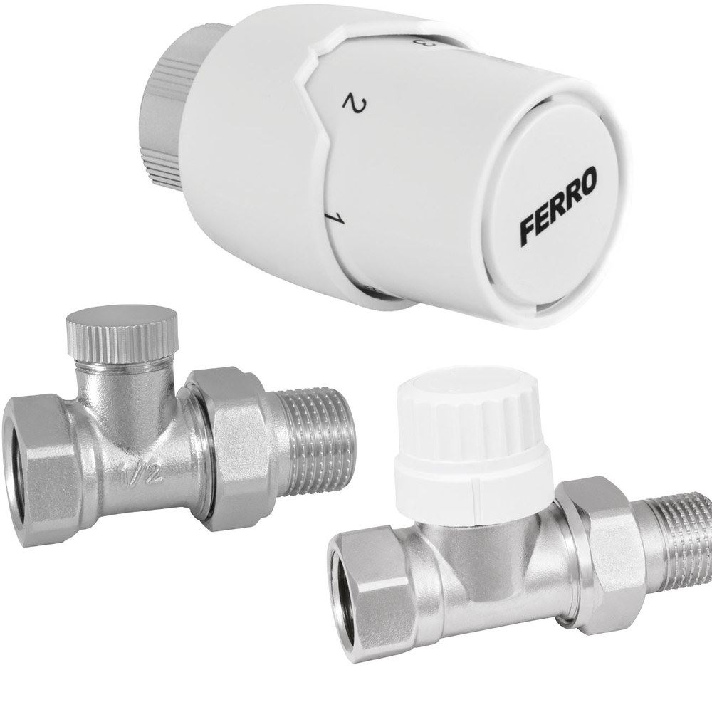 Zestaw termostatyczny Ferro 0-28 st.C 1/2 prosty biały