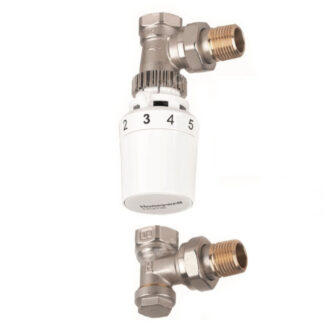 Zestaw do grzejników bocznozasilanych Honeywell T5 6-28 st.C 1/2 kątowy biały